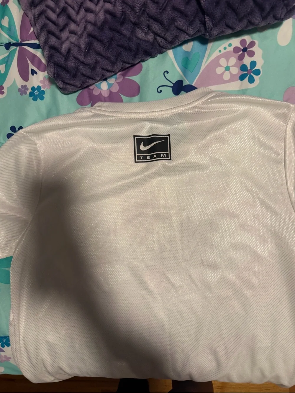 Nike White Mesh Running Tee with Black Neck Trim